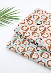 可愛的猴子圖案面料韓國製造半碼